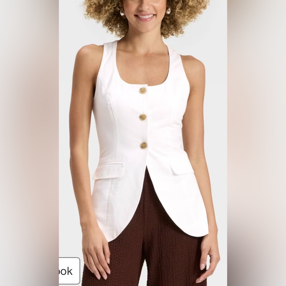 A New Day‎ Cream Sleeveless Blazer